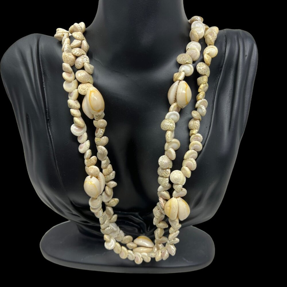 Seashell Necklace Lot of Two Cowry Shell Stations 34 inches